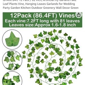 Artificial Ivy Garland Fake Leaf Plants Vine, Hanging Leave